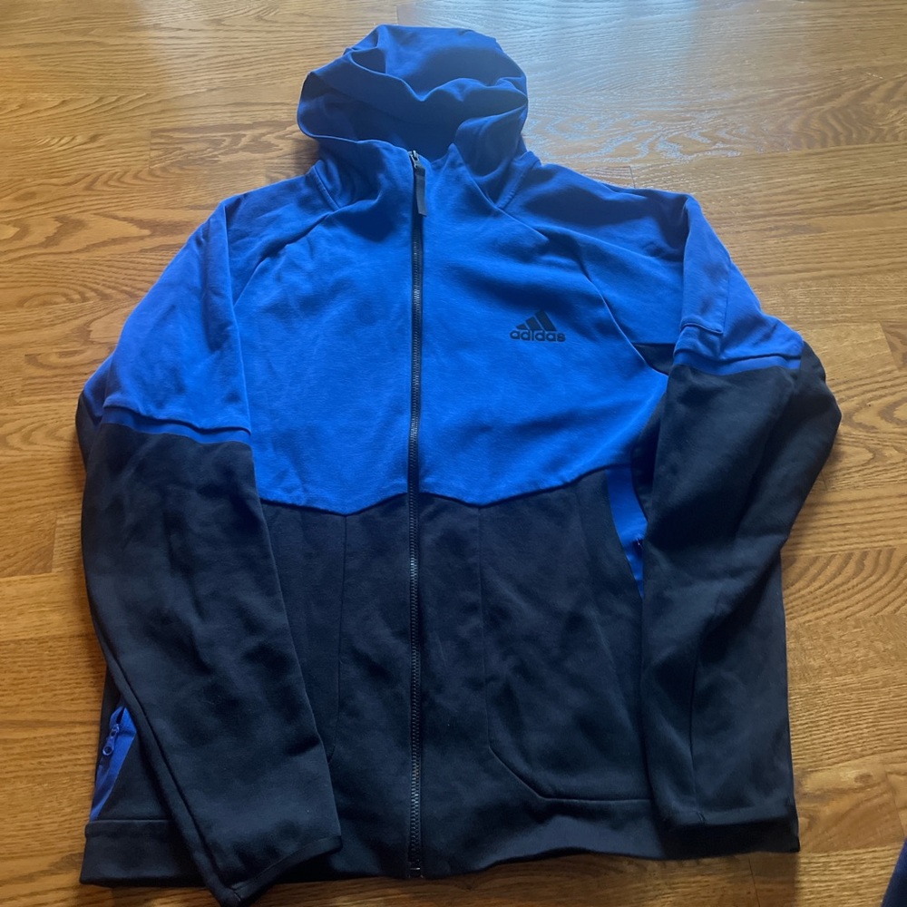 Adidas Men's Blue and Black Jacket